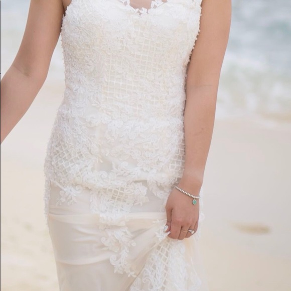 Boho Mermaid tail custom wedding dress (size 4) - Picture 4 of 5